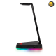 Thermaltake E1 RGB Gaming Headset Stand – Black Aluminum holder construction with a non-slip rubberized base, 16.8M RGB backlight, and comes with a 1.8m USB 3.0 cable and 1.8m 3.5mm 4-pole audio cable. Compatible with all headsets with headbands